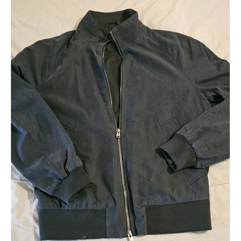 Zara Men's Blue Faux Suede Bomber Jacket Size Medium Full Zip-Up